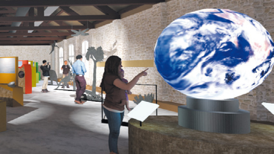 Globe interactif. Espace des sciences de Morlaix.